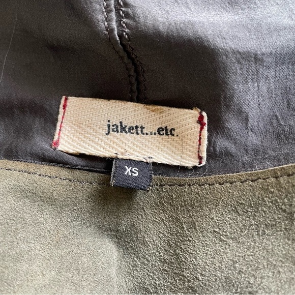 Jackett…etc Green Leather Brown Ribbed Cotton Panel Chiffon Drape Vest Size XS - Picture 5 of 9